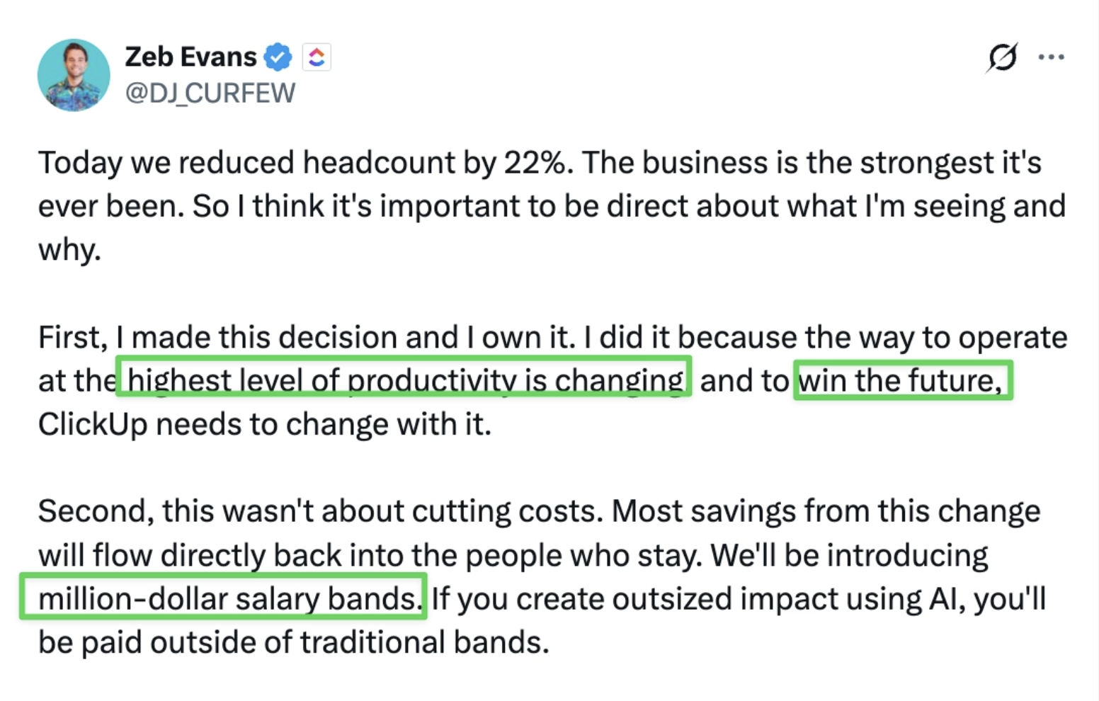 ClickUp CEO announcement